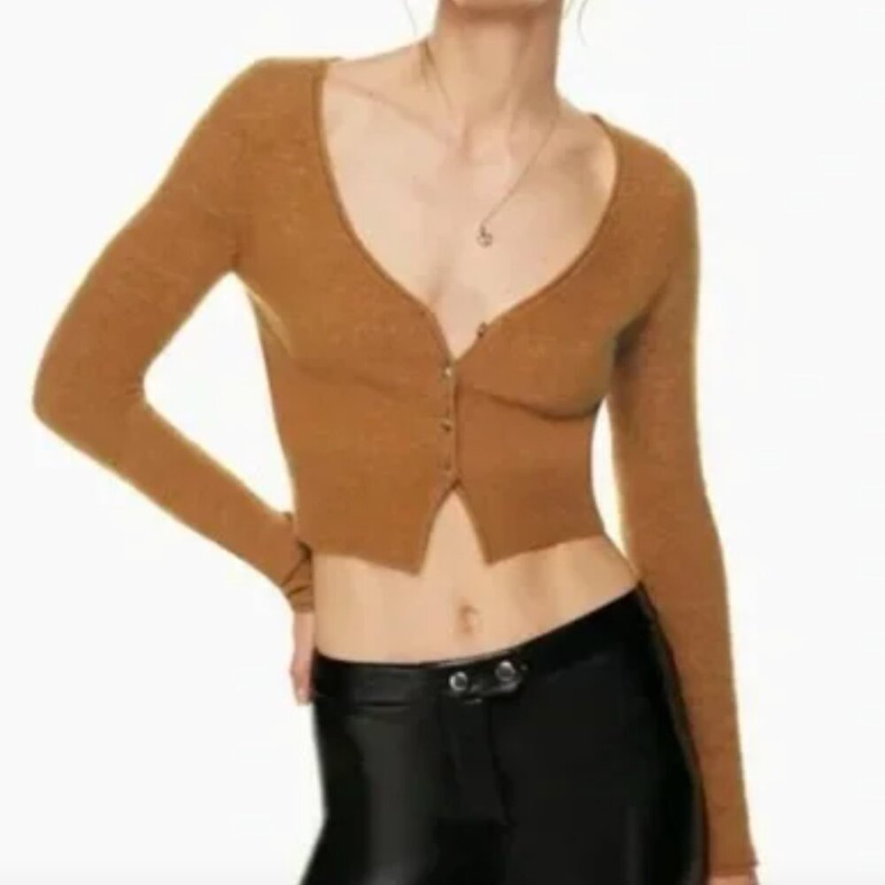 🍁 Wilfred Santorini Cardigan Aritzia Rich Chestnut brown burnt orange fall 🧡🤎